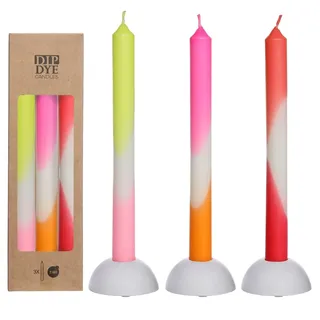 NaDeco Dip-Dye-Kerzen im Set mit 3 Stück, Höhe 24cm, in vielen Farben erhältlich | Stabkerzen | Kegelkerzen | Handgemachte Kerzen | Deko-Kerze, Farbe:Pink - Orange - Gelb