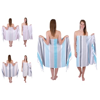 Betz Hamamtuch 2 Stück - 90 x 170 cm - Badetuch - großes Strandtuch - Saunahandtuch aus 100% Baumwolle - Liegetuch Farbe Altrosa