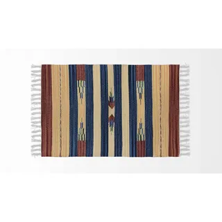 HOME ZEN HOUSEHOLD LINEN Teppich für Badezimmer, Küche, Schlafzimmer, Baumwolle, Art. Kelim, maschinenwaschbar, ethnisches Muster, bunt (50 x 110 cm, Design 2 Pfeile)