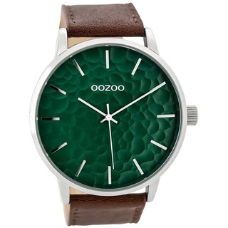 OOZOO Quarzuhr Oozoo Herren Armband-Uhr braun, Herrenuhr rund, extra groß (ca. 48mm) Lederarmband, Fashion-Style braun