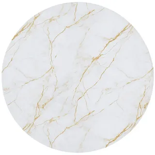 OnlyWow Badematte Weiß - Marmor - Gold - Luxuriös, Höhe 10 mm, Polyester, Rund, Badezimmerteppich, Badteppich, Rutschfest, Badvorleger, Waschbar Rund | 70 cm x 70 cm x 10 mm