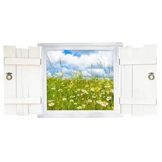nikima Wandtattoo 044 Wandtattoo Blumenwiese im Fenster - 1500 x 747 mm (PVC-Folie), in 6 vers. Größen bunt 150 cm x 50 cm x 74,7 cm