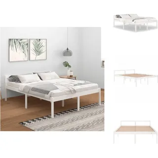 vidaXL Seniorenbett Weiß 160x200 cm Massivholz Kiefer - Betten & Bettgestelle - Weiß