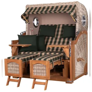 Mr. Deko bene,iving Strandkorb Komplettset Ammersee Grande XL Teak PE shell Modell 506 inkl. Liftersystem
