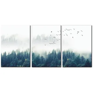 Sarini Leinwandbild, Waldlandschaft, Berg, neblige Landschaft, Baum, gerahmtes Bild, Druckposter für Zuhause, Büro, Schlafzimmer, Wohnzimmer, Dekoration, 20 x 25 cm