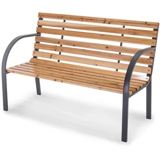 Practixx Gartenbank Holz Metall wetterfest anthrazit 2-Sitzer Parkbank Sitzbank