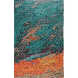benuta pop Flachgewebeteppich, Türkis, 155x235 cm & Moderner Kurzflor-Teppich für Wohnzimmer