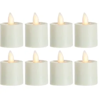 SOMPEX LED-Kerze 8er Set Sompex Flame LED Teelicht (Set, 8-tlg., 8 Teelichter, Höhe 3,1cm, Durchmesser 3,6cm), mit Timer, Echtwachs, täuschend echtes Kerzenlicht gelb