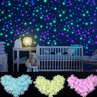 KAHZOR 200 Stück Leuchtsterne Selbstklebend Wandsticker Für Leuchtsterne Kinderzimmer, Leuchtstern Für Einschlafhilfe Kinder, Leuchtsticker Kinderzimmer, Stern Leuchtend, Leuchtsticker Sterne