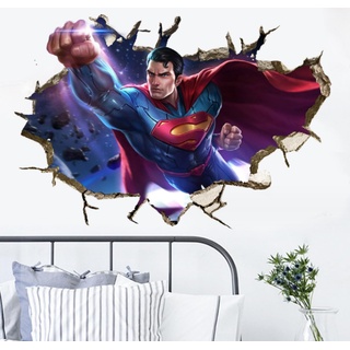 3d Wand Piercing Superman Wandaufkleber Wohnzimmer Dekoration Hintergrund Wandaufkleber 60,90cm
