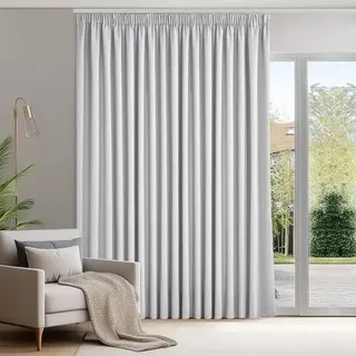 Gardinen blickdicht Verdunkelung H220 x B300 cm (1er Pack) Silber Grau