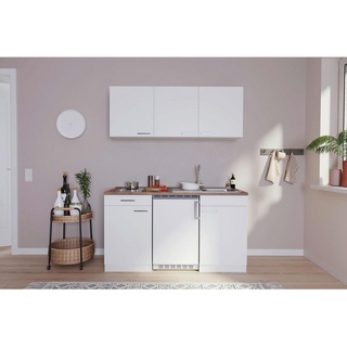 Respekta Miniküche Singleküchen, Weiß, Kunststoff, 1 Schubladen, nur wie online abgebildet bestellbar, 150 cm, Frontauswahl, links aufbaubar, rechts aufbaubar, Küchen, Miniküchen