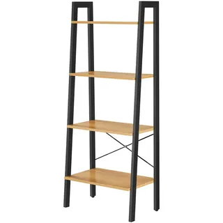 Regal, Bücherregal mit 4 Ebenen, Leiterregal, Standregal, für Wohnzimmer, Sch...