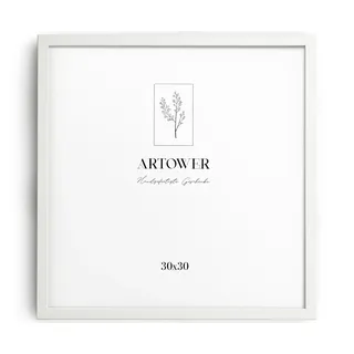 Artower® Bilderrahmen für 30 x 30 cm Weiß Holz Dünner Rahmen | Posterrahmen Groß Vintage Collage | Picture Frame White Wood 30x30cm | Holzbilderrahmen Poster Rahmen Echtholz