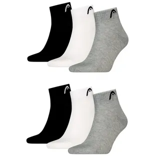 Head All Sport Quarter Sportsocken 6er Pack Schwarz/Grau/Weiß 35-38
