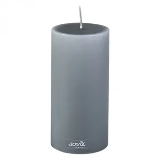 Sovie CANDLES Stumpenkerze in Grau Ø 70 mm x H 150 mm - 12 Stück - Brenndauer ca. 82 Std.
