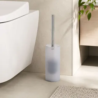 baliv WC-Bürstenhalter Weiß Milchglas freistehend Toilettenbürste Bad WC