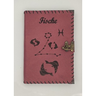 QUAMOD Tagebuch Notizbuch Tagebuch aus echtem Leder (12 Sternzeichen Design) Journal, Handgefertigt rosa