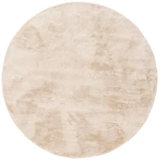 benuta Kunstfellteppich, Beige, Kunststoff, Rund, 200x200 cm, pflegeleicht, Teppiche & Böden, Teppiche, Fellteppiche