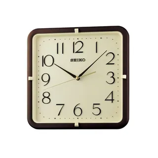 Seiko QXA833D Wanduhr im Retrostil, quadratisch, 28 cm, cremefarben