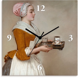 Wanduhr ARTLAND "Das Schokoladenmädchen. Um 1744/45" Wanduhren Gr. B/H/T: 30 cm x 30 cm x 1,7 cm, Quarzuhr, beige (naturfarben) Wanduhren