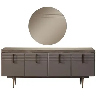Sideboard Anrichte Grau Schrank Spiegel Kommode Holz Garnitur Kommode