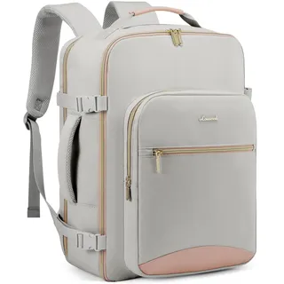 LOVEVOOK Handgepäck Rucksack Flugzeug, 40x30x20cm Cabin Reiserucksack Damen | Kofferrucksack, Wasserdicht Reisetasche Unter Sitz Tasche, Travel Backpack für Reise Business Wandern Weekend Grau
