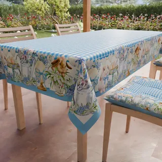 PETTI Artigiani Italiani - Tischdecke für Ostern, schmutzabweisend, rechteckig, für Ostern, Küche, Design Vichy X12, Sitzer (140 x 240 cm), 100% Made in Italy