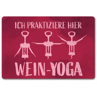 speecheese Fußmatte Ich praktiziere hier Wein-Yoga - Fußmatte in 40x60 cm ohne Rand mit 40 cm