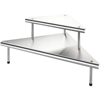 Basera Arbeitsplatten Küchen-Eckregal mit 2 Etagen (48,5 x 31 x 48,5 cm) | Gewürzregal aus rostfreiem Edelstahl