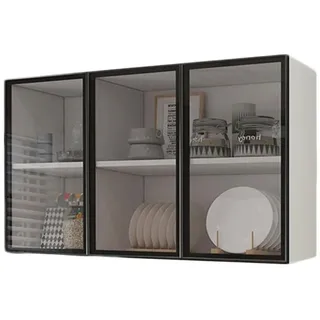 pujindu Küchen-Hängeschrank Aus Holz, Wandmontierter Organizer-Schrank Mit Glas, Freistehender Wandschrank Mit Regal Für Die Küche(90x30x60cm)
