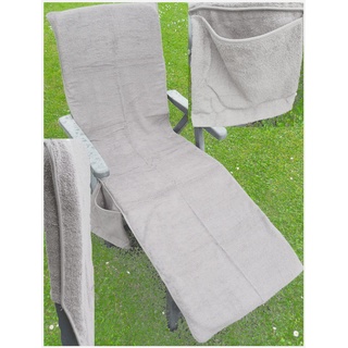 KH-Haushaltshandel Frottee Liege Stuhl Schon Bezug, mit Seitentasche, 190 x 60 cm, für Gartenliege Strandliege, Baumwolle, ÖKOTEX (Silber)
