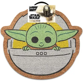 Grupo Erik Mandalorian Grogu Baby Yoda Fußmatte Schmutzfangmatte 40x60 | Kokosmatte 40x60 cm - Fussmatte außen und innen Lustig - Fußabtreter Rutschfest Türmatte Star Wars Fanartikel Merch Geschenke
