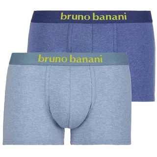 Bruno Banani Herren Boxershorts, 2er Pack - Denim Fun, Unterwäsche, Unterhose, Baumwolle, Logo, einfarbig Jeansblau/Hellblau S
