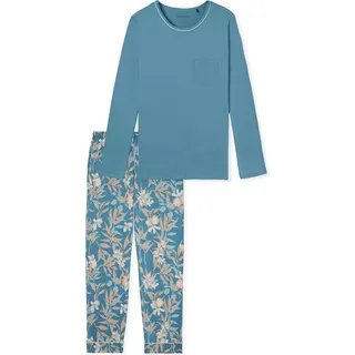Schiesser, Damen, Pyjama, Comfort Nightwear Schlafanzug, Blau, (50)