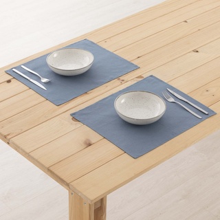 BELUM | 2er-Pack Einzel-Tischsets | 2er-Pack | Tischdecke aus 100% Leinen | 195 g | Anti-Flecken-Tischdecke, Größe 45 x 35 cm (Denim Blue)