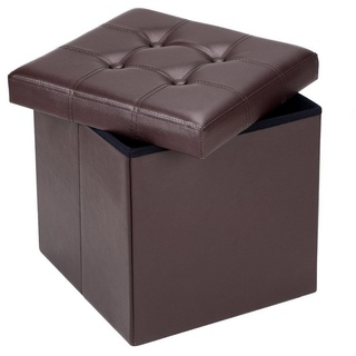 Casaria Sitzhocker, mit Stauraum Deckel Gepolstert Faltbar 40L Kunstleder 38x38x38 cm Fußhocker Sitzbox Sitztruhe Braun