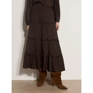 Maxirock APRICOT "Stufenrock in langer Länge", Damen, Gr. L (40), braun, gewebt, Obermaterial: 83% Viskose CV. 17% Nylon NY., uni, Modisch, Röcke Maxirock, mit Rüschen