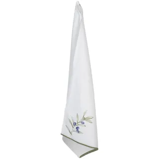 Clayre & Eef Geschirrtuch 50x70 cm Weiß Baumwolle Oliven