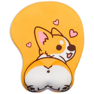 AOKSUNOVA 3D Mauspad mit Gelkissen Ergonomisches Mousepad mit Gel Handauflage Corgi Hund
