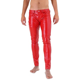 BOCKLE Lederhose Bockle® PUSH-STRAP rote Kunstlederhose mit Jock-Star Gay Faux Pants 31