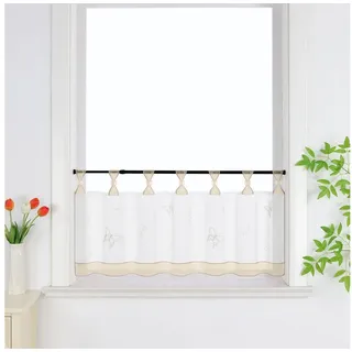 Joyswahl Scheibengardine (1 St), Schlaufen, transparent, mit Schmetterling-Stickerei für Küchenschränke Bistrogardine weiß 120 cm x 60 cm