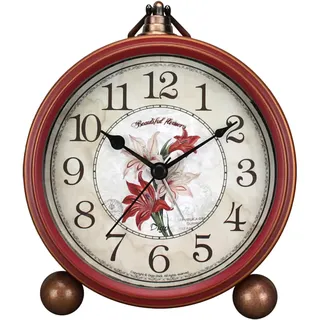 Maxspace Klassische analoge Vintage-Uhr, geräuschlos, Nicht tickend, elegant und dekorativ, mit Metallrahmen im Used-Look, für Büro, Wohnzimmer oder Schlafzimmer