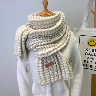 UKKD Winter Gestrickter Schal - Mode Frauen Lange Weibliche Vintage Große Weiche Warme Pashmina Verdickte Wolle