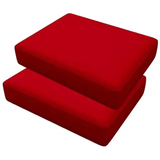 Highdi 2 Stück Outdoor Sitzkissenbezug Wasserdicht, rutschfest Gartenpolster Sofa Kissenbezüge, Wetterfest Cushion Cover mit Reißverschluss für Terrassenstuhl Gartenmöbel (Rot,55x45x10cm)