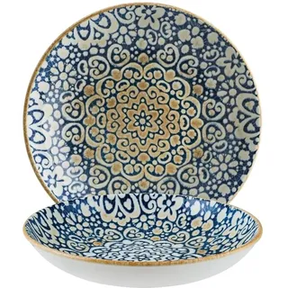 6x Bonna Alhambra Bloom Teller tief 25cm Blau Weiß Porzellan ALHBLM25CK Pastateller Suppenteller Salatteller Geschirr