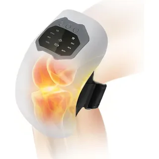 Knie Massagegerät mit Wärme & Rotlicht, 2000mAh Akku, 3 Temperaturstufen,Vibration, LED-Touchscreen, ideal für Gelenkschmerzen & Arthrose - Weiß