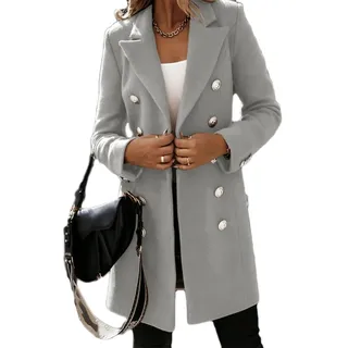 Godoboo Damen Winter Blazer Mantel Lang Wollmantel Warme üBergangsjacke Einfarbig Blazer Jacke Herbst Winter Jacke Outwear Mantel - XXL