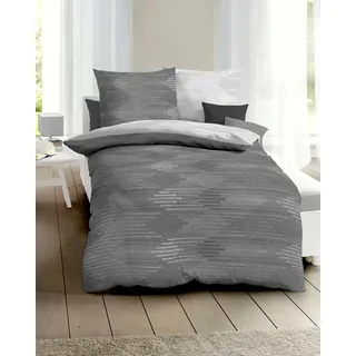 KAEPPEL Ikat Gestreift Grau 155 x 220 cm + 2 x 80 x 80 cm