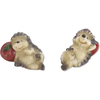 DARO DEKO Keramik Figur Igel mit Apfel A und B - 2 Stück